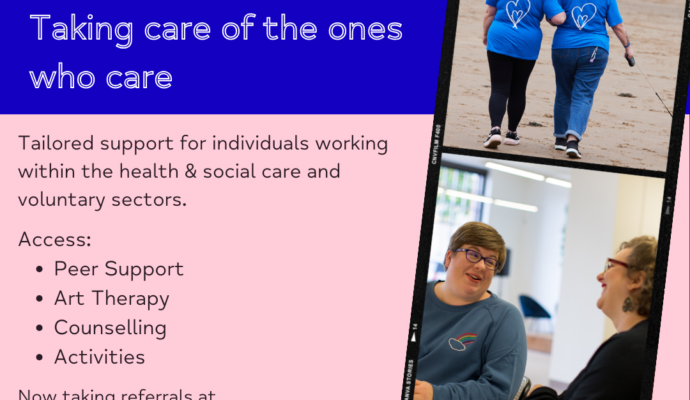 image listing the various forms of support from the Linchpin project with pictures of staff from Mind